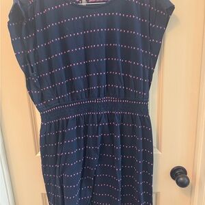 Loft Navy Dress with Pink Dots